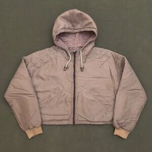 Vintage 90s Silk Bomber Jacket Cropped with Hood
